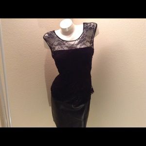 Black Lace & Leather Dress